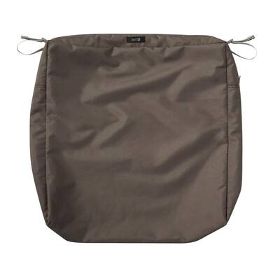 Ravenna Water-Resistant 21 in. x 19 in. x 5 in. Patio Seat Cushion Slip Cover, Dark Taupe