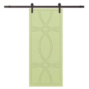 24 in. x 80 in. Sage Green Stained Composite MDF Paneled Interior Sliding Barn Door with Hardware Kit