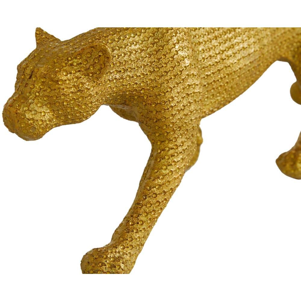 Elegant Gold Resin Leopard Statues Set of 2