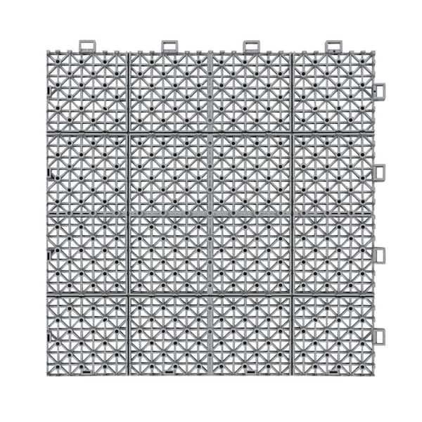Siavonce 1 ft. x 1 ft. Interlocking Plastic Deck Tiles in Gray Waterproof Outdoor Composite Shower Balcony Porch (Pack of 1)
