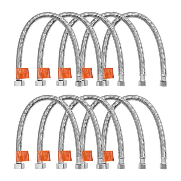 Faucet Hose Connector 16In. L, 3/8 In. Comp x 1/2 In. FIP 10-Pack Braided Stainless Steel Faucet Supply Line 2025 update