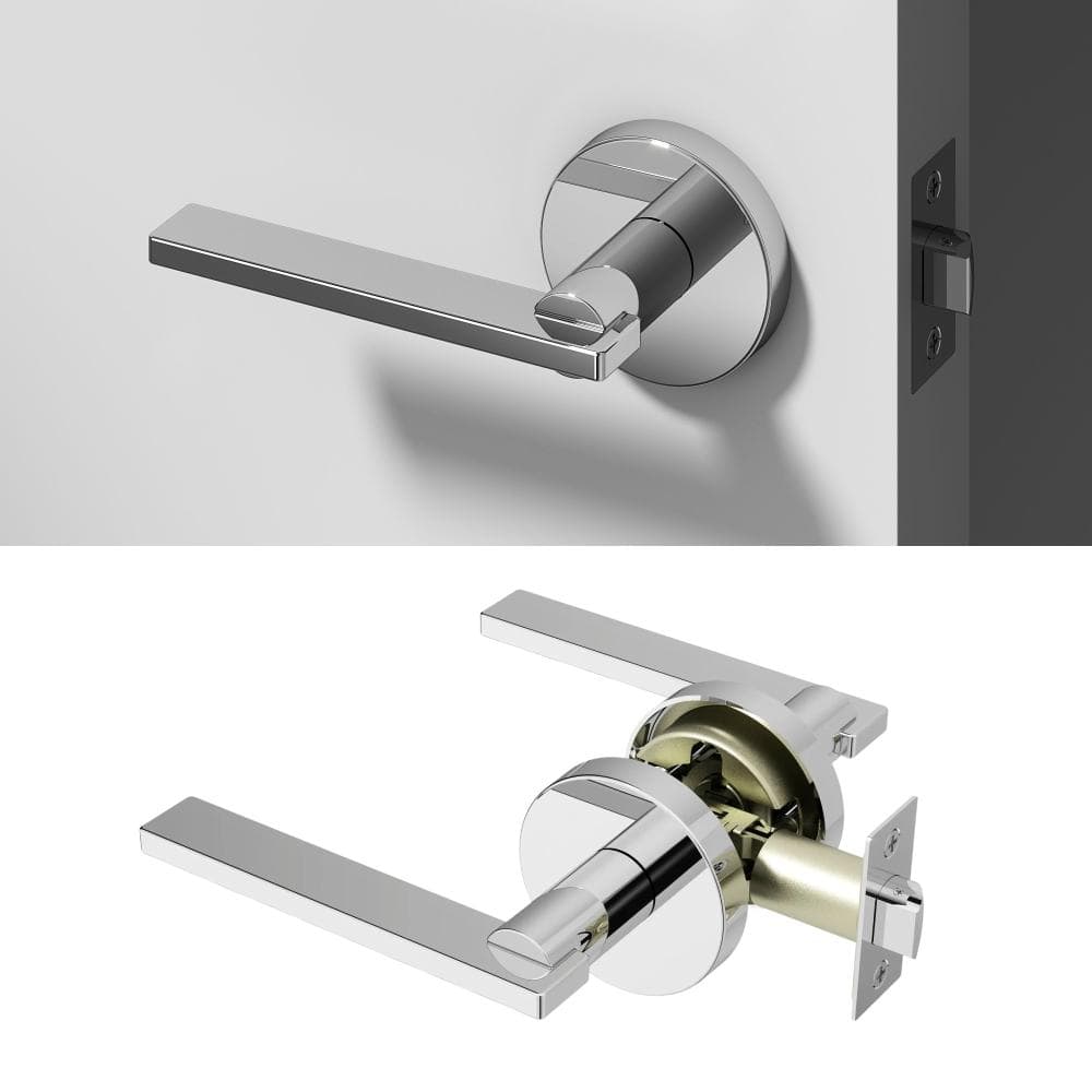 Okun Valli Metal Chrome Passage Hall/Closet Flat Door Handle with