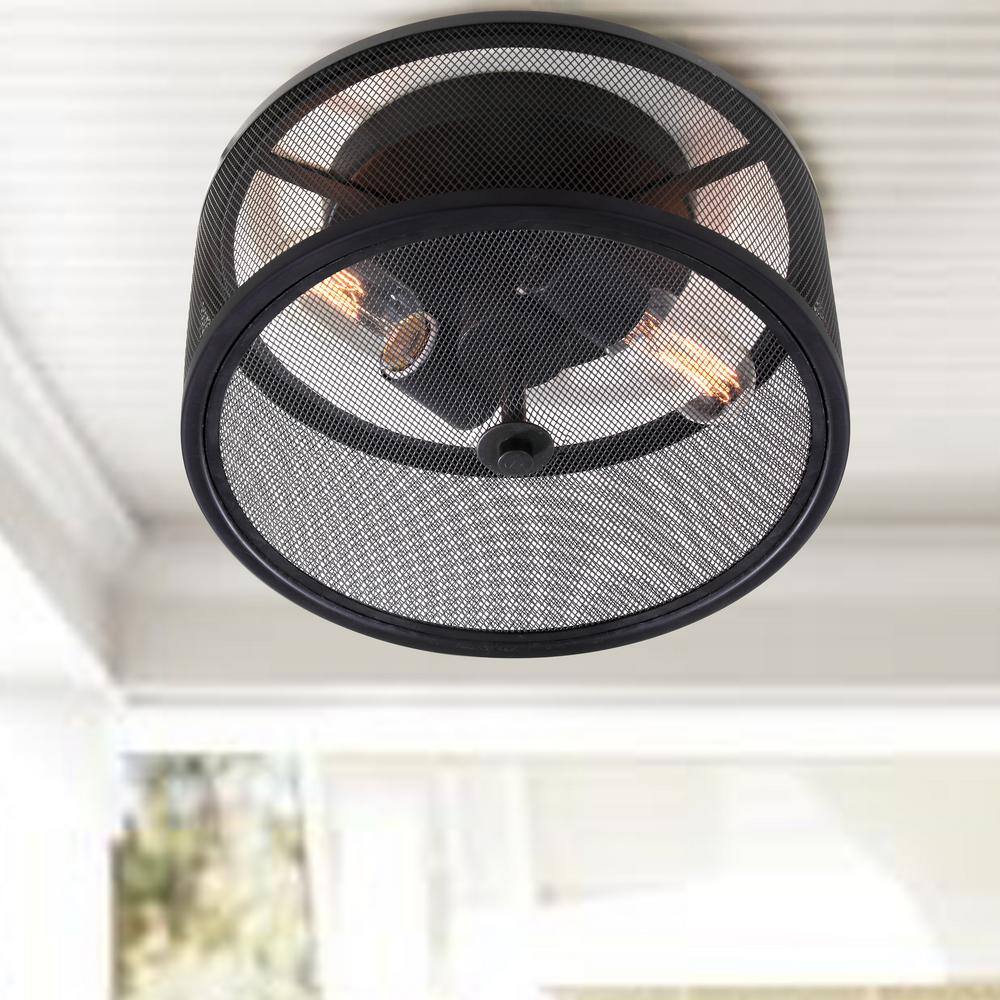 Matte Black Contemporary Mesh Metal 11.75" Flush Mount Ceiling Light