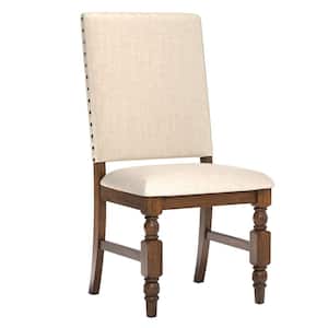 Beige Nailhead Upholstered Dining Side Chairs (Set Of 2)
