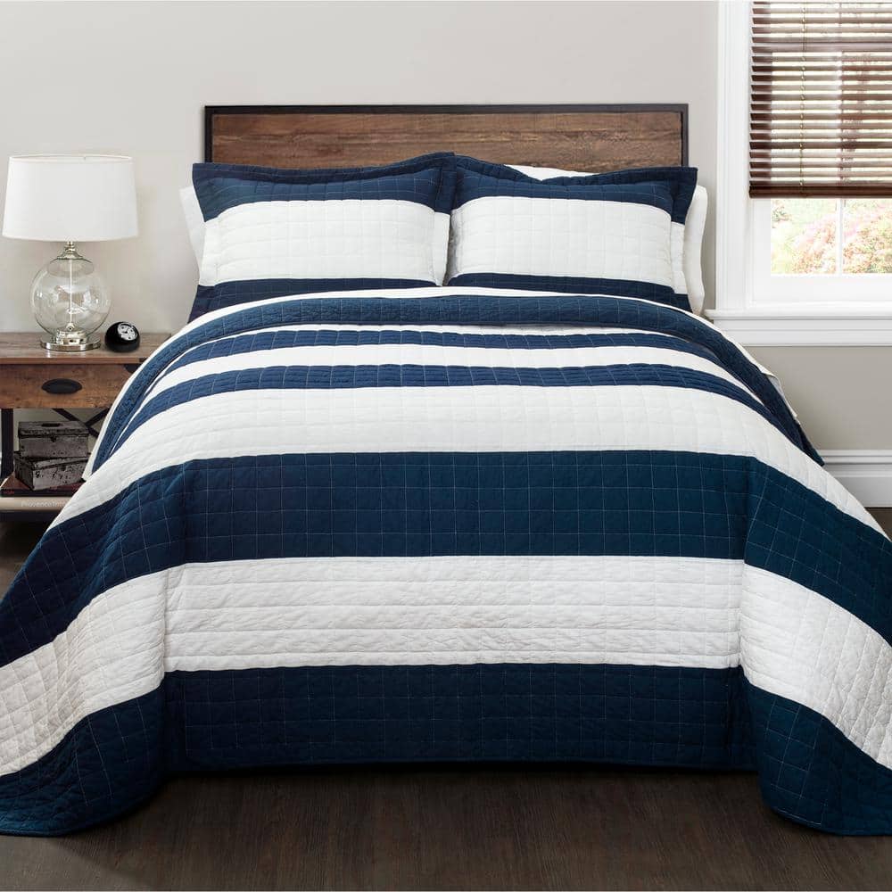 Lush Décor 3pc California King Reyna Comforter Set White: Ruffled