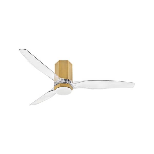 HINKLEY FACET 52.0 in. Integrated LED Indoor/Outdoor Heritage Brass Ceiling Fan with Remote Control