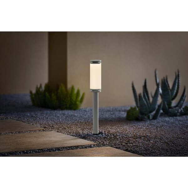 100 Lumen Low Voltage Silver Integrated LED Outdoor Landscape Bollard Light