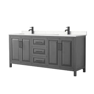 Daria 80 in. W x 22 in. D x 35.75 in. H Double Bath Vanity in Dark Gray with Carrara Cultured Marble Top