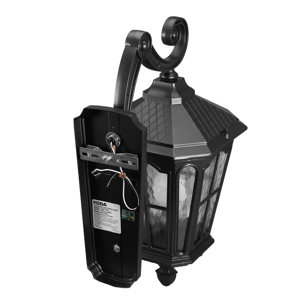 Bentham Matte Black 19" Outdoor LED Wall Lantern with Hammered Glass