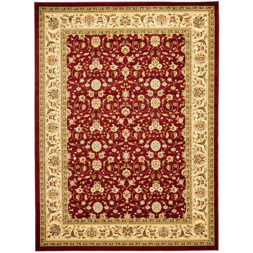 Red and Ivory Floral Motif 4' x 6' Synthetic Area Rug
