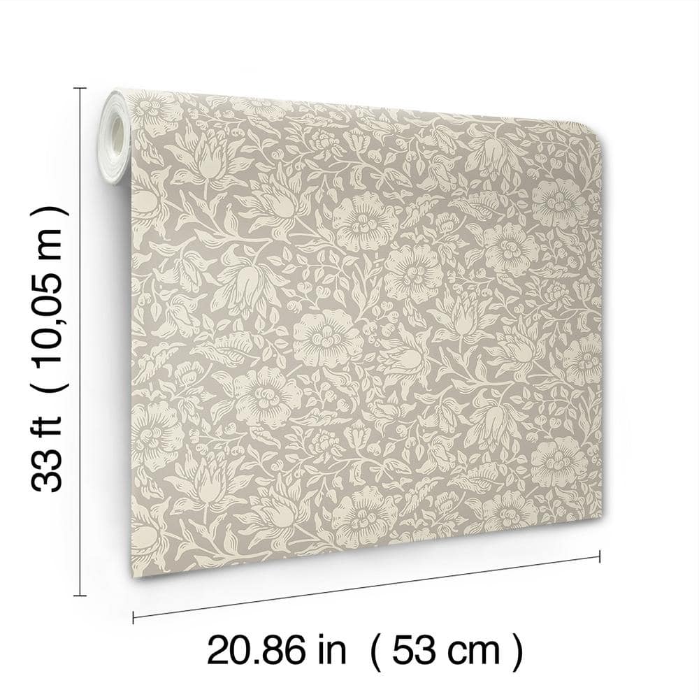 Mallow Grey Floral Non-Pasted Washable Wallpaper Roll