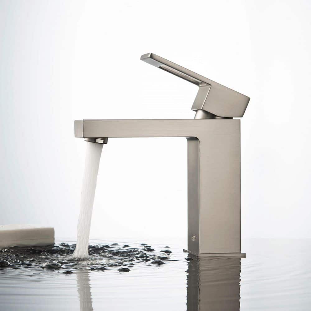 Kibi Cubic 6'' High-Arc Single-Handle Brushed Nickel Bathroom Faucet