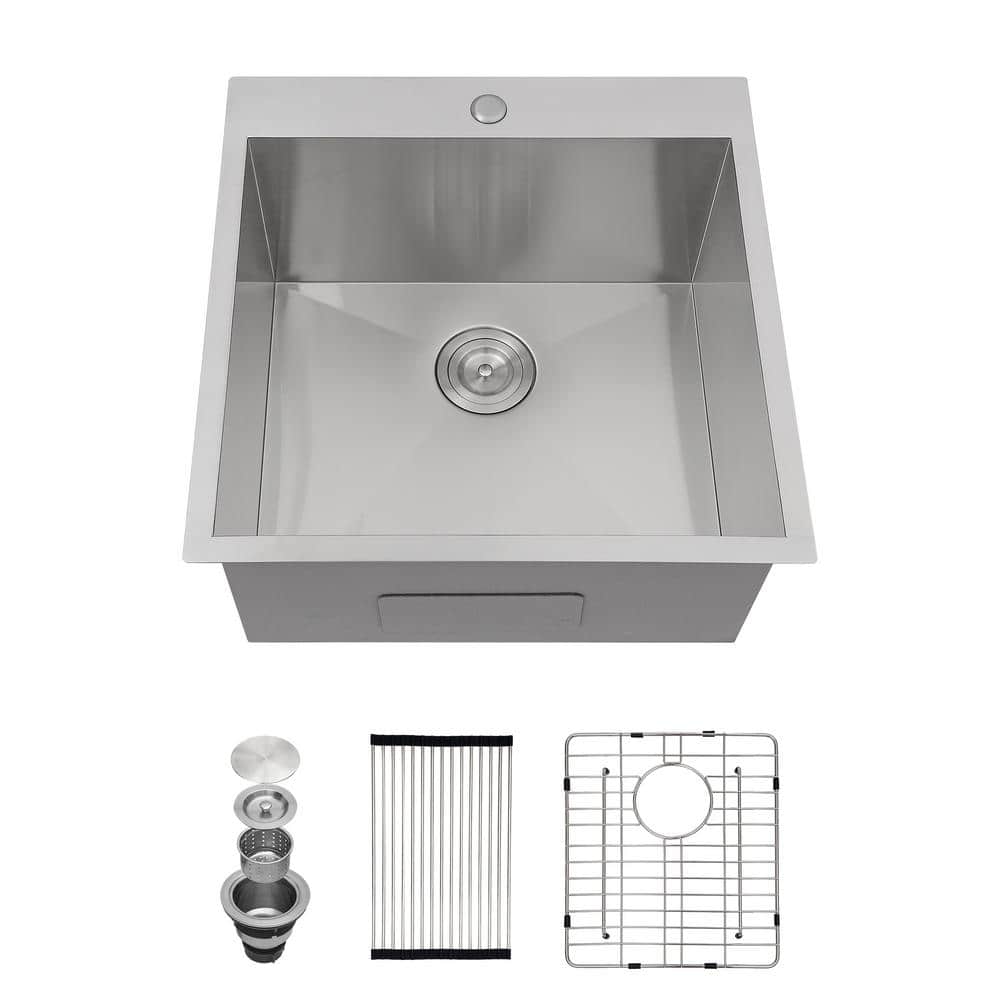 22 in. x 22 in. Drop-In Laundry Sink 16-Gauge Brushed Stainless Steel Utility Sink Single Bowl price history on PriceWatchPro