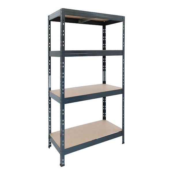 Garage Series 4-Tier Galvanized Steel Storage Shelving Unit, Matte Dark Grey, HDF Racks (35 in. W x 71 in. H x 18 in. D)