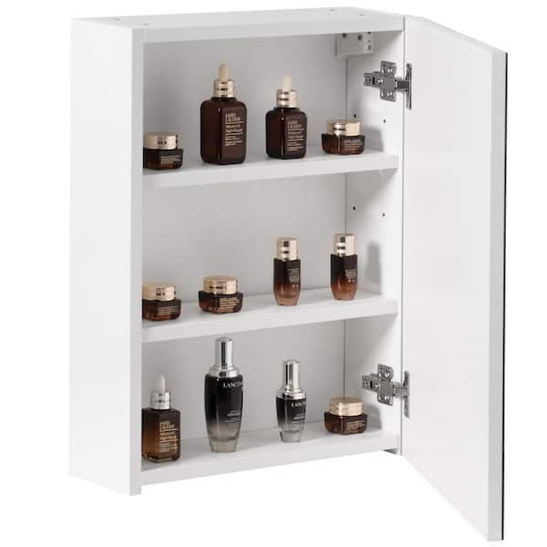 Basicwise Wall Mount Bathroom Mirrored Storage Cabinet with Open Shelf 2 Adjustable Shelves Medicine Organizer Storage Furniture