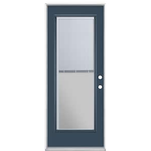 32 in. x 80 in. Mini Blind Left Hand Inswing Painted Steel Prehung Front Exterior Door No Brickmold