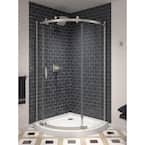 Classic 38 in. W x 72 in. H Round Sliding Frameless Corner Shower Enclosure in Stainless Steel