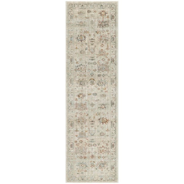 Nourison Traditional Home Beige 2 ft. x 8 ft. Distressed Traditional Runner Area Rug