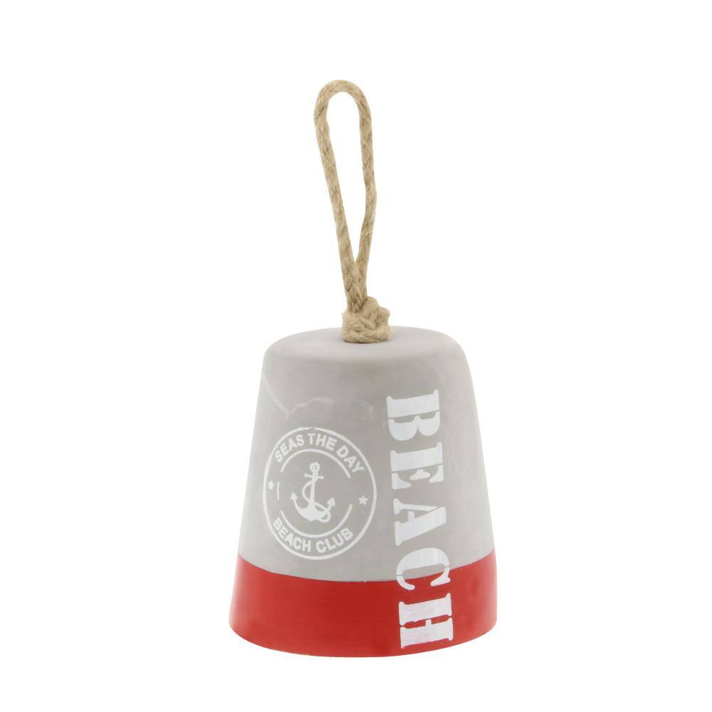 Gray Cement Coastal Buoy Door Stopper with Rope Accents, Set of 2