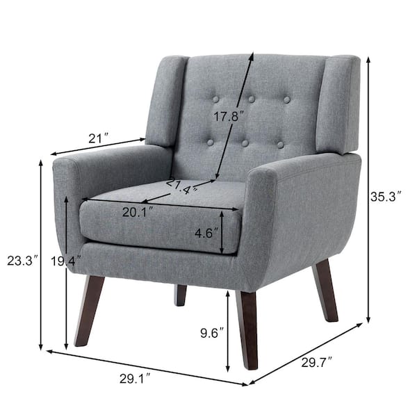 Uixe Dark Gray Linen Arm Chair (Set of 2) SF-GY-2 - The Home Depot