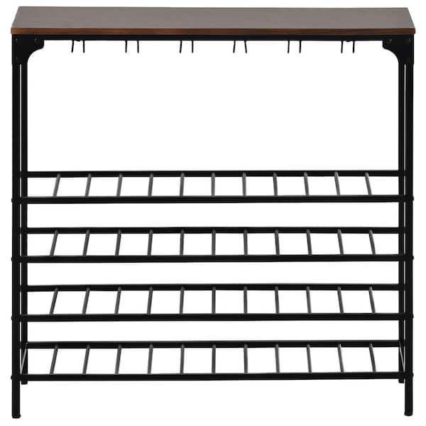 Unbranded 40-Bottles Kitchen Dining Room Metal Floor Free Standing Wine Rack Table, 5-Tier Organizer Shelves Black