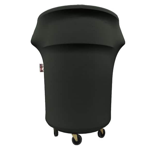 LA Linen Black Cover for 55 Gal. Trash Can On Wheels