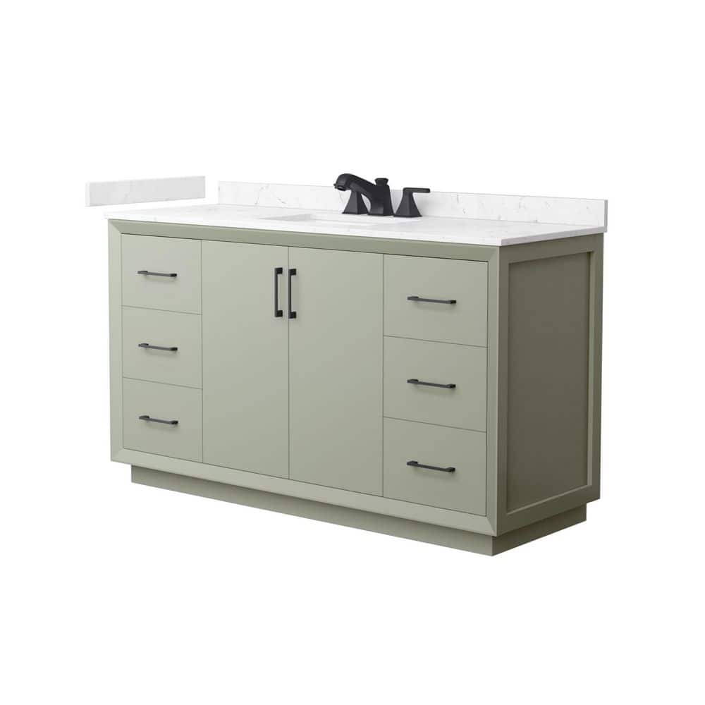 Strada 60 in. Single Freestanding Light Green Bath Vanity with Carrara Cultured Marble Top Assembled price history on PriceWatchPro