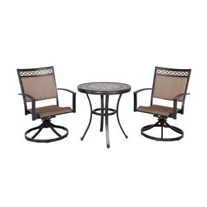 3-Piece Cast Aluminum Outdoor Bistro Set Patio Furniture Dining Table Swivel Rocker Chairs with Coffee Table