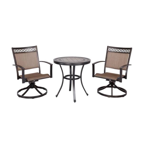 Afoxsos 3-Piece Cast Aluminum Outdoor Bistro Set Patio Furniture Dining Table Swivel Rocker Chairs with Coffee Table