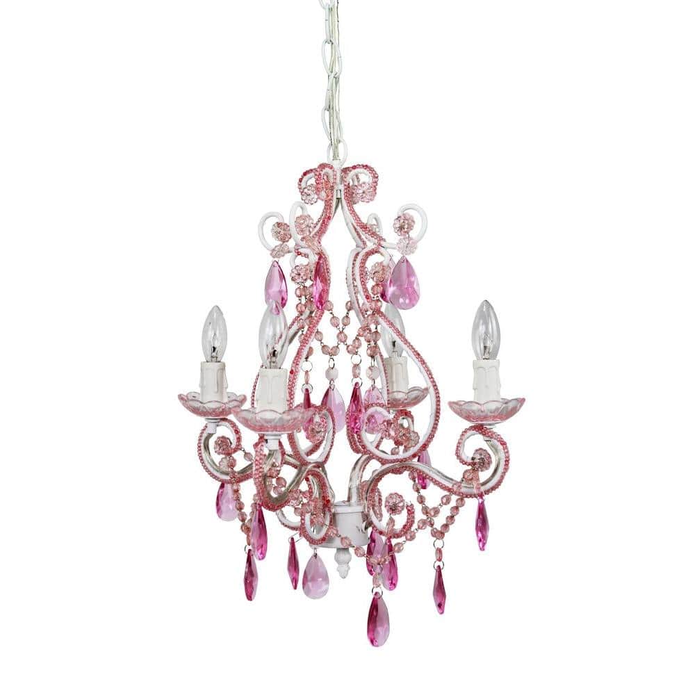 Home Accessories Inc 4-Light Pink Traditional Dry rated Chandelier in the  Chandeliers department at