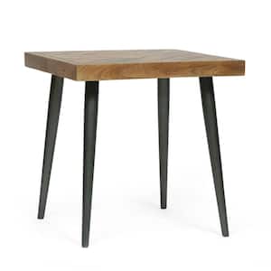 Scilley 22 in. Square Natural Honey and Gray Parquet Wood Side Table