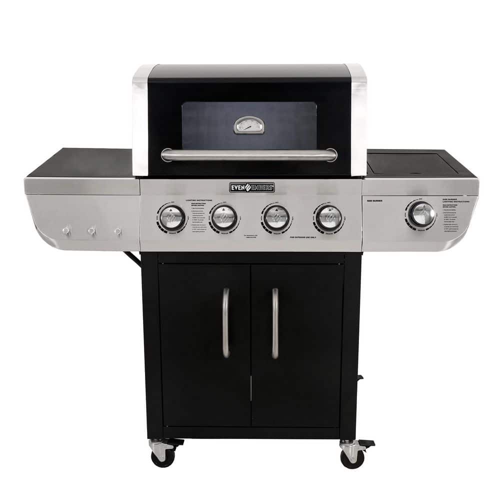 4-Burner Propane Gas Grill with Appliance Grade Viewing Window in Black