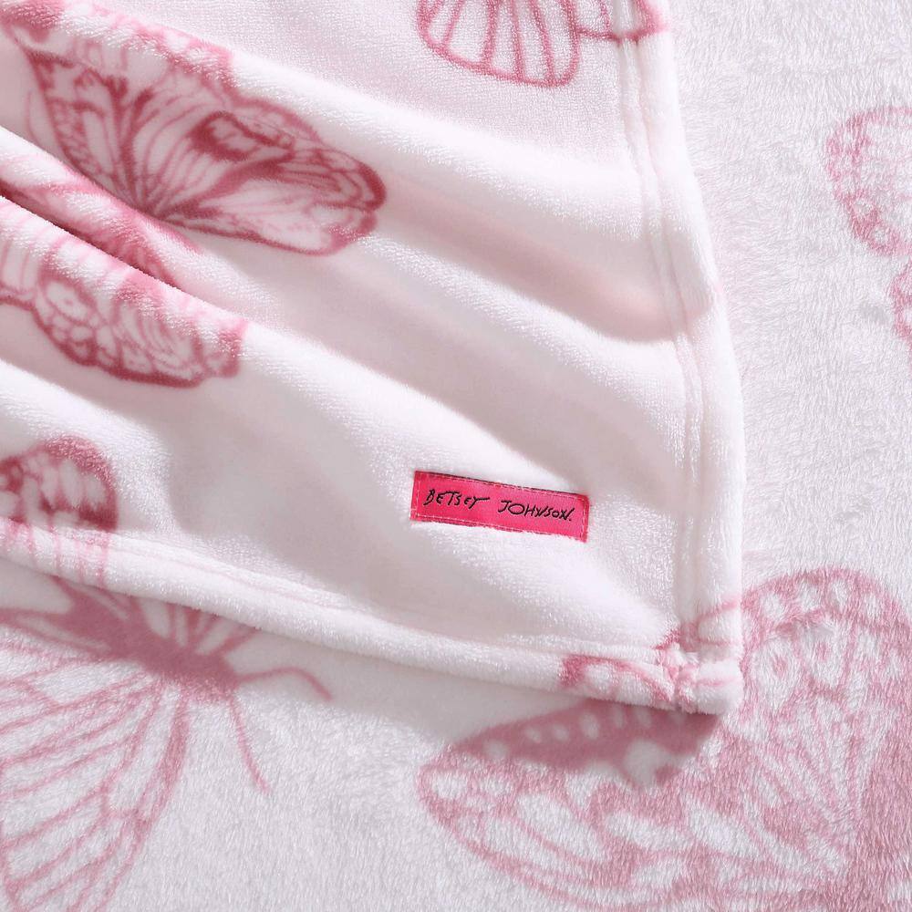 Ultra Soft Pink and Floral Fleece Reversible Throw Blanket