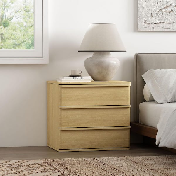 Molly Modern Natural Oak 3-Drawer 26 in. W Nightstand