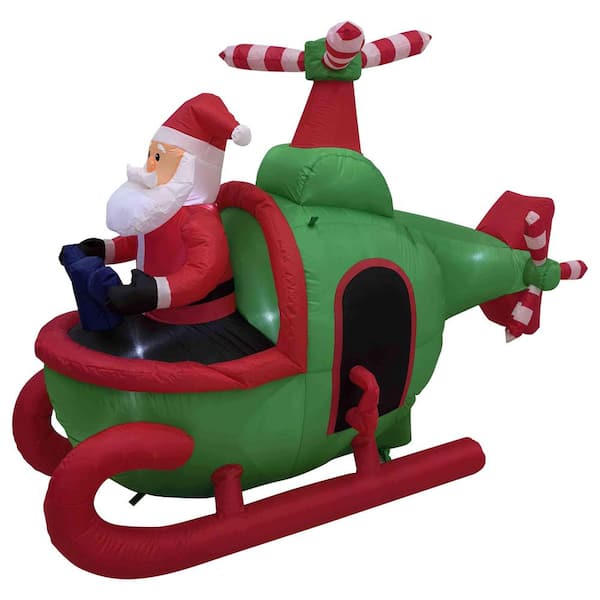 Lighted Inflatable Santa with Helicopter Outdoor Christmas Decoration-7ft.