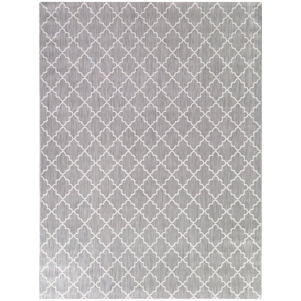 Germaine Grey 8 ft. x 10 ft. Trellis Indoor/Outdoor Area Rug