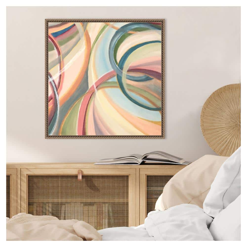 Overlapping Rings III Abstract Canvas Art with Bronze Frame