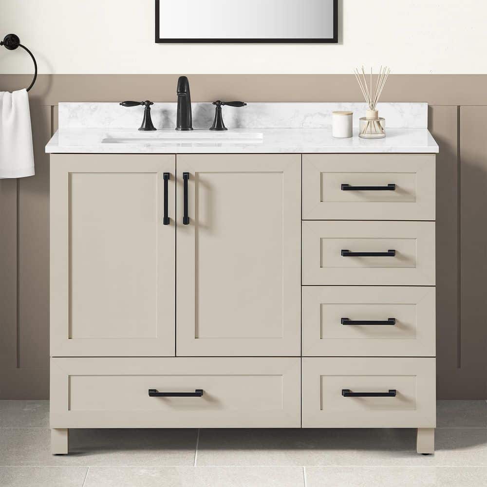 Reviews for Glacier Bay Tobana 42 in. Single Sink Beige Bath Vanity ...