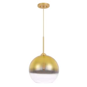 Phantasm II 12 in. x 12 in. x 18 in. 1-Light Light Gold Finish Champagne Graduated Color Glass Pendant