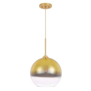 Phantasm II 12 in. x 12 in. x 18 in. 1-Light Light Gold Finish Champagne Graduated Color Glass Pendant