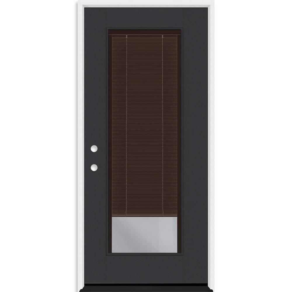 Legacy 32 in. x 80 in. Full Lite Clear Glass Mocha Miniblind RHIS Black Finish Fiberglass Prehung Door w/4-9/16 in. Jamb price history on PriceWatchPro