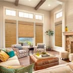 Modern Farmhouse Cut-to-Size Honey Flat-Weave Cordless Light-Filtering Bamboo Shade - 69 in. W x 72 in. L