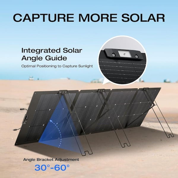 Vrbgify 220W Portable Solar Panel with Adjustable Kickstand, IP68