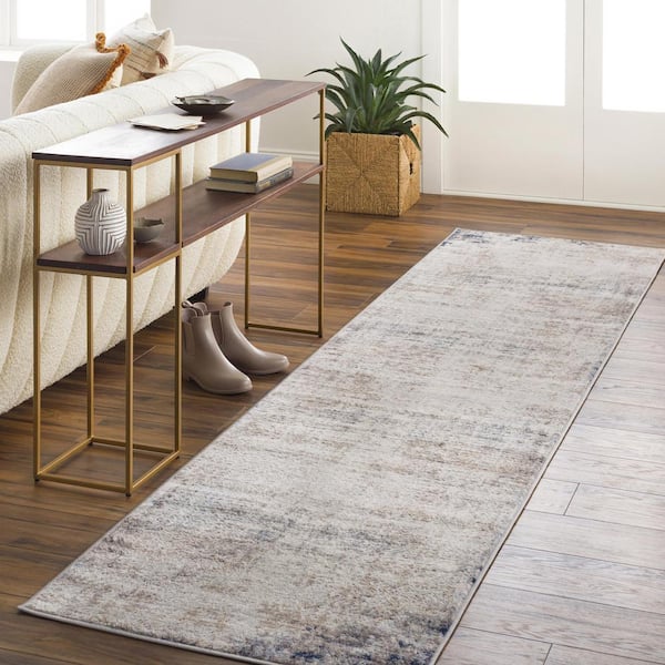 Hathor Navy 3 ft. x 10 ft. Modern Abstract Polypropylene Runner Area Rug