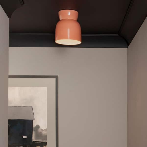 Radiance Collection 1-Light Gloss Blush Outdoor Flush Mount Light