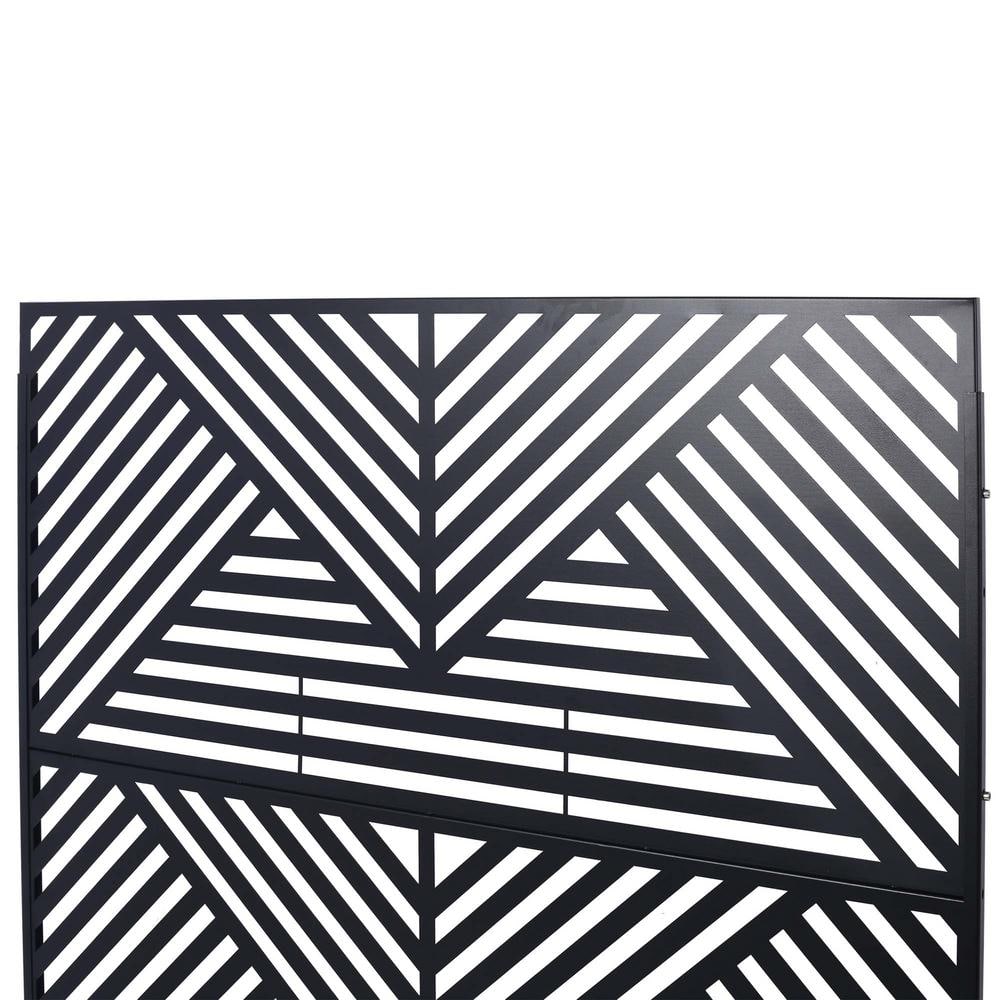 76" Black Metal Freestanding Privacy Screen for Indoor & Outdoor Use