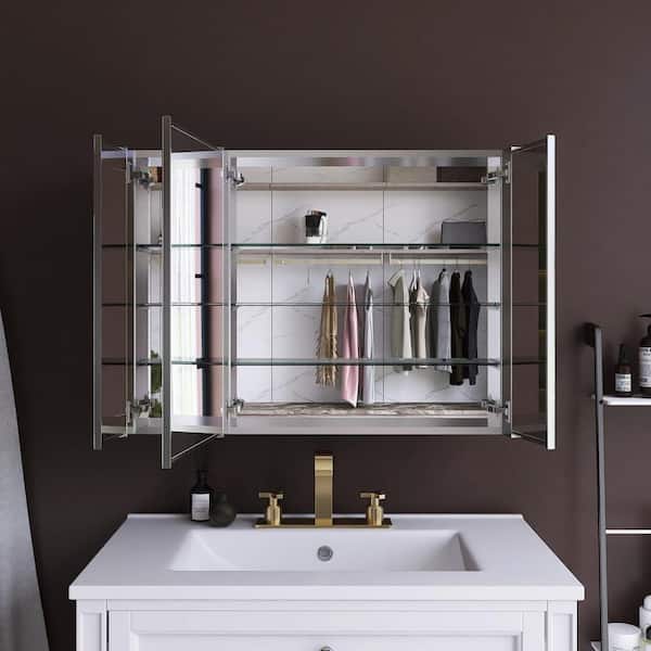 40 in. W x 30 in. H Rectangular Aluminum Medicine Cabinet with Mirror