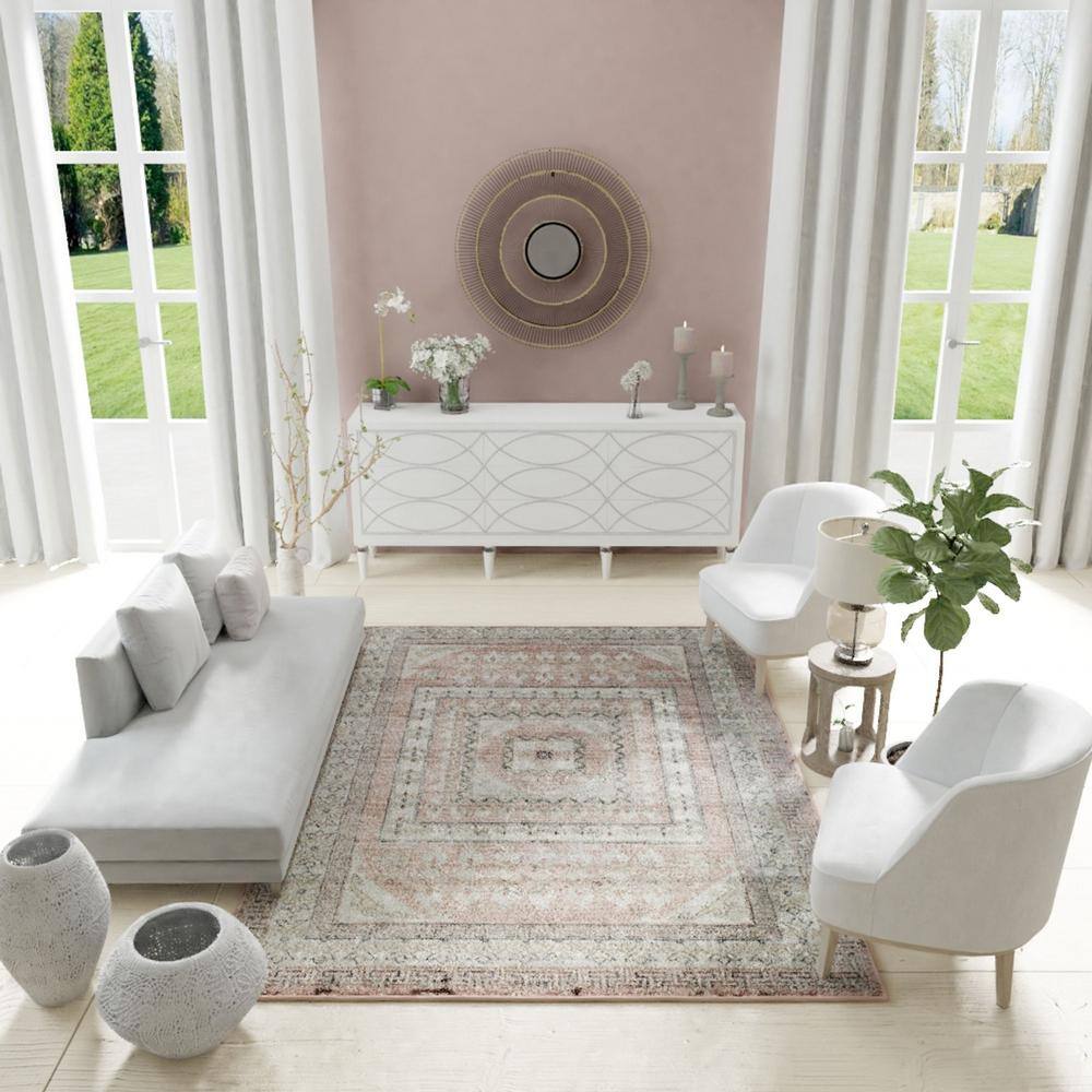 Harper Blue Geometric 24"x4" Easy-Care Synthetic Area Rug