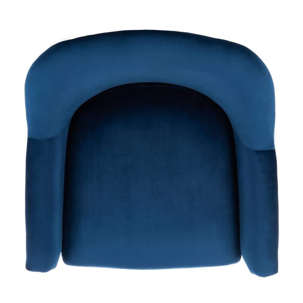 Luxurious Navy Velvet Wood Accent Arm Chair with Brass Legs