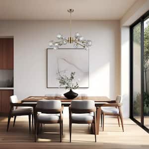 Sequoia 12-Light Gold Modern Sputnik Chandelier Light Fixture with Clear Glass Shades